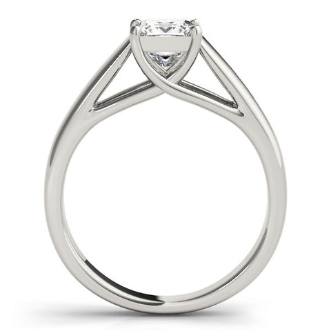 Platinum Princess Cut Solitaire Engagement Ring with Cathedral Setting and Four-Prong Setting