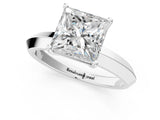 Platinum Princess Cut Solitaire Engagement Ring with Flat Band and Four-Prong Setting 1