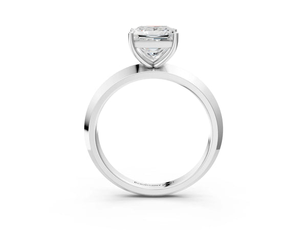 Platinum Princess Cut Knife-Edge Solitaire Engagement Ring Setting with Plain Polished Band