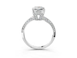 Platinum Princess Cut Solitaire Split Shank Pave Diamond Engagement Ring with Four-Prong Setting_16