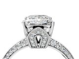 Platinum Princess Cut Solitaire Split Shank Pave Diamond Engagement Ring with Four-Prong Setting_17