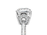 Platinum Princess Cut Solitaire Split Shank Pave Diamond Engagement Ring with Four-Prong Setting_18