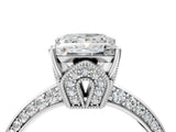 Platinum Princess Cut Solitaire Split Shank Pave Diamond Engagement Ring with Four-Prong Setting_53