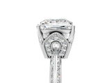 Platinum Princess Cut Solitaire Split Shank Pave Diamond Engagement Ring with Four-Prong Setting_54