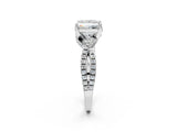 Platinum Princess Cut Solitaire Twist Pave Diamond Engagement Ring with Prong Setting_21
