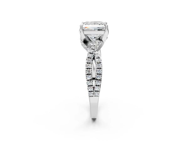 Platinum Princess Cut Twisted Split Shank Engagement Ring Setting