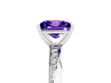 Platinum Princess Cut Tanzanite Engagement Ring with Side Stone Accents and Four-Prong Setting_29