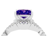Platinum Princess Cut Tanzanite  Halo Twist Band Solitaire Prong Setting Ring_16