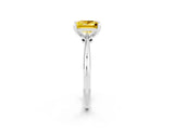 Platinum Princess Cut Yellow Sapphire Solitaire Engagement Ring with Classic Band and Four-Prong Setting_14