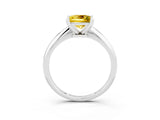 Platinum Princess Cut Yellow Sapphire Solitaire Engagement Ring with Classic Band and Four-Prong Setting_15