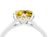 Platinum Princess Cut Yellow Sapphire Solitaire Ring with Flower Prong Setting and Classic Band_16