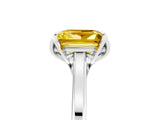 Platinum Princess Cut Yellow Sapphire Solitaire Ring with Flower Prong Setting and Classic Band_17