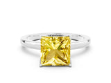 Platinum Princess Cut Yellow Sapphire Solitaire Ring with Thin Band and Prong Setting_42