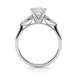 Platinum Princess Diamond Floral Cluster Ring with Marquise Side Stones and Six-Prong Solitaire Setting 2