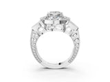 Platinum Princess Diamond Milgrain Marquise Filigree Engagement Ring with Prong Setting_9