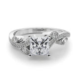Platinum Princess Diamond Swirl Band with Prong Setting
