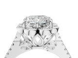 Platinum Princess Halo Diamond Floral Split Shank Engagement Ring 4