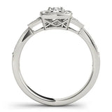 Platinum Fancy Yellow Princess  Halo Round Diamond Milgrain Pave Engagement Ring