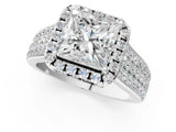 Platinum Princess Halo Round Diamond Pave Band with Prong Setting 1