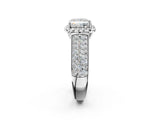 Platinum Princess Halo Round Diamond Pave Band with Prong Setting 2