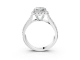 Platinum Princess Halo Round Diamond Pave Band with Prong Setting 3