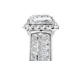 Platinum Princess Halo Round Diamond Pave Band with Prong Setting 5