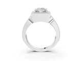 Platinum Princess Halo Split Shank Milgrain Diamond Ring_21
