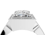 Platinum Princess Halo Split Shank Milgrain Diamond Ring_22