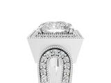 Platinum Princess Halo Split Shank Milgrain Diamond Ring_23