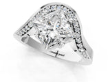 Platinum Princess Solitaire Diamond Engagement Ring with Pave Band and Four-Prong Setting 2