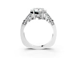 Platinum Princess Solitaire Diamond Engagement Ring with Pave Band and Four-Prong Setting 4