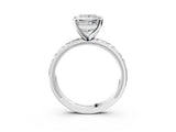Platinum Princess Solitaire Diamond Engagement Ring with XO Engraved Band and Four-Prong Setting 3