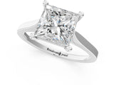 Platinum Princess Solitaire Diamond Ring with Four-Prong Setting and Tapered Band 2