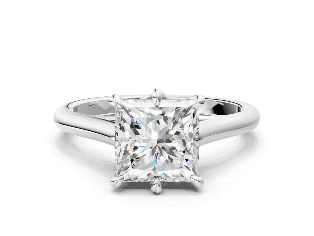 Platinum Princess Solitaire Engagement Ring with Six-Prong Setting and Classic Band 1
