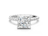 Platinum Princess Solitaire Twist Band Ring with Four-Prong Setting_12
