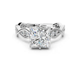 Platinum Princess Solitaire Twist Band with Leaf Prong Setting 1