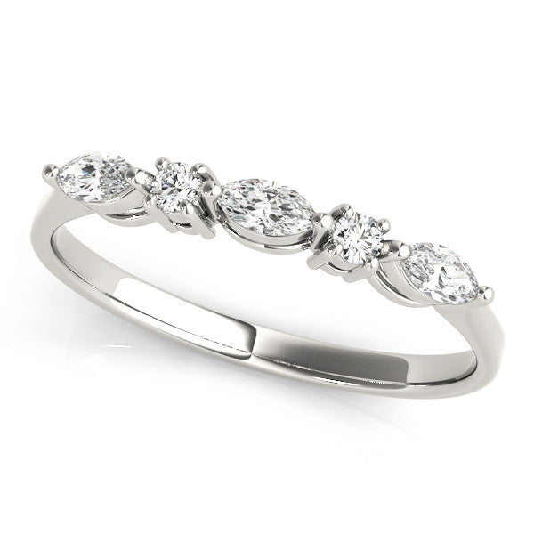 14K White Gold Prong Set Round Diamond Half-Eternity Band