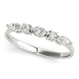 14K White Gold Prong Set Round Diamond Half-Eternity Band