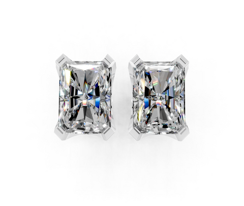Platinum 1.08 Carat D VVS2 Radiant Brilliant Diamond Stud Earrings