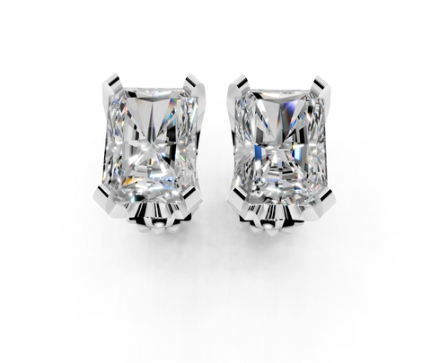 Platinum 1.08 Carat D VVS2 Radiant Brilliant Diamond Stud Earrings