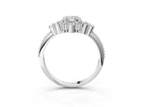 Platinum Radiant Cut Brilliant Diamond with Cluster Setting on a Beaded Band and Four-Prong Setting_10