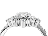Platinum Radiant Cut Brilliant Diamond with Cluster Setting on a Beaded Band and Four-Prong Setting_11