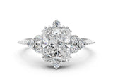 Platinum Radiant Cut Brilliant Diamond with Cluster Setting on a Beaded Band and Four-Prong Setting_7