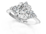 Platinum Radiant Cut Brilliant Diamond with Cluster Setting on a Beaded Band and Four-Prong Setting_8
