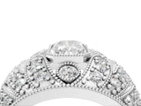 Platinum Radiant Cut Brilliant Halo Pave Diamond Milgrain Ring_17