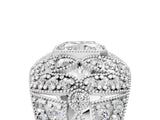 Platinum Radiant Cut Brilliant Halo Pave Diamond Milgrain Ring_18