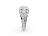 Platinum Radiant Cut Brilliant Milgrain Filigree Diamond Ring with Square Prong Setting_15