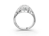 Platinum Radiant Cut Brilliant Milgrain Filigree Diamond Ring with Square Prong Setting_16