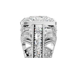 Platinum Radiant Cut Brilliant Milgrain Filigree Diamond Ring with Square Prong Setting_18