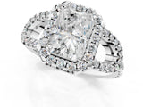 Platinum Radiant Cut Cut Diamond Halo Engagement Ring with Open Split Pavé Band_14